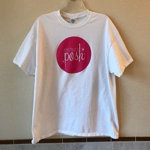 Perfectly Posh White Graphic Tee Adult Size XL Pink Logo Unisex Relaxed Fit